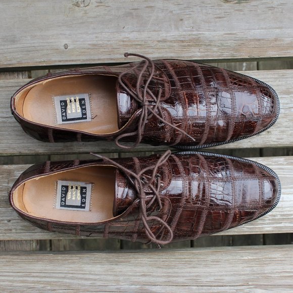 Genuine Crocodile Skin Patchwork Derby, David Eden, Men's 8.5 US, EUC - Picture 9 of 15